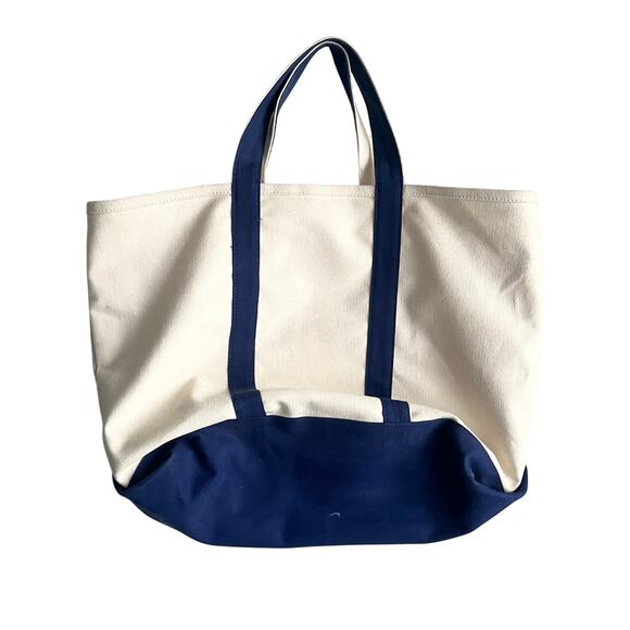 Canvas Tote Bag With Blue Handles No Brand Size 20x15 preowned - Picture 1 of 6
